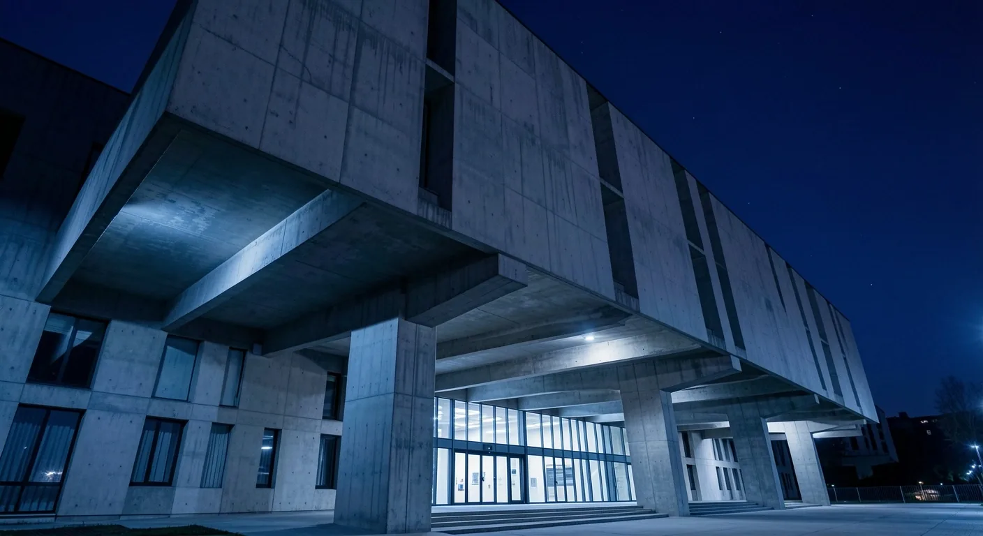 Arquitectura brutalista española nocturna
