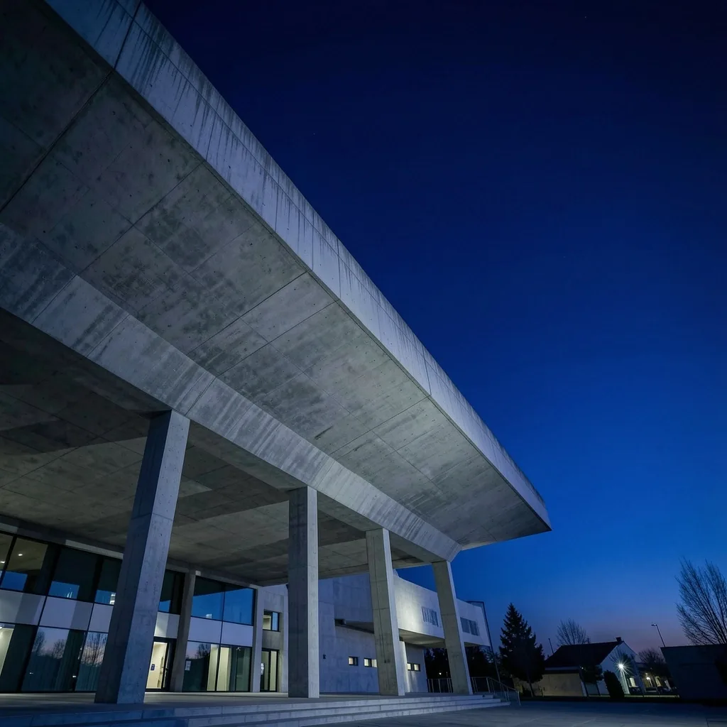 Estructura de hormigón en contraste con cielo nocturno